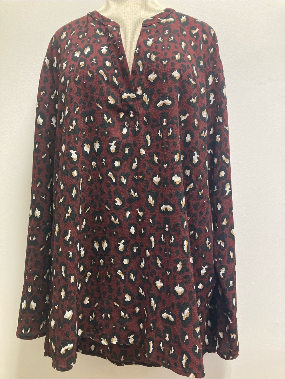 Kori Burgundy Leopard Print Blouse
